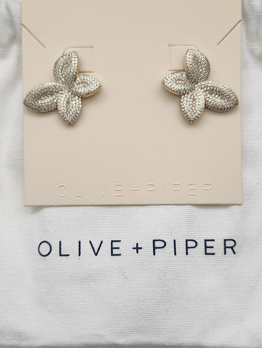 Olive + Piper Gold Floral Pavé Stud Earrings